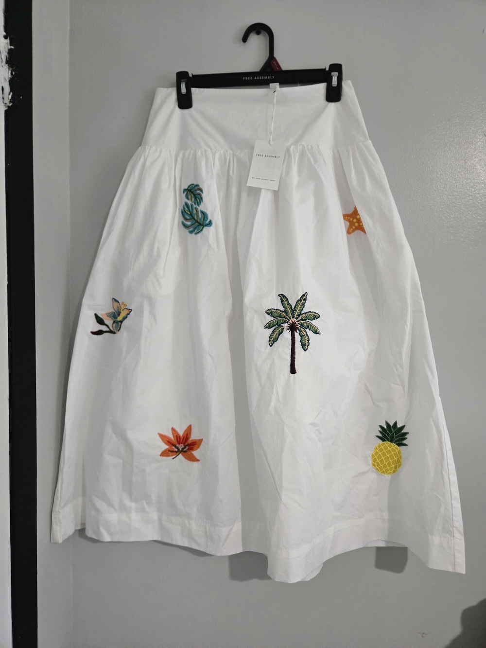 Tropical Embroidered White A-Line Skirt by A.P.C.